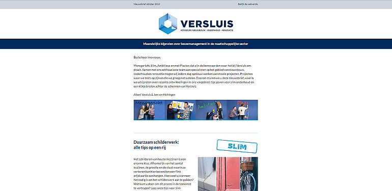 Allereerste nieuwsbrief Versluis